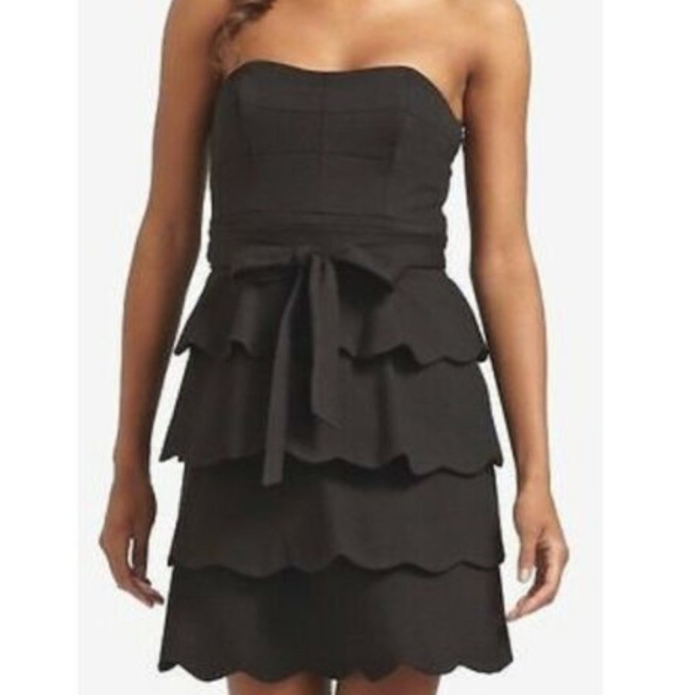 Cynthia Steffe Black Strapless Ruffled Dress
